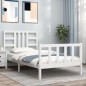 vidaXL Estructura de cama con cabecero madera maciza blanco 90x190 cm vidaXL Estructura de cama con cabecero madera maciza blanco 90x190 cm