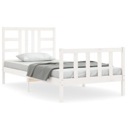 vidaXL Estructura de cama con cabecero madera maciza blanco 90x190 cm