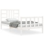 vidaXL Estructura de cama con cabecero madera maciza blanco 90x190 cm vidaXL Estructura de cama con cabecero madera maciza blanco 90x190 cm