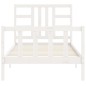 vidaXL Estructura de cama con cabecero madera maciza blanco 90x190 cm vidaXL Estructura de cama con cabecero madera maciza blanco 90x190 cm