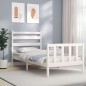 vidaXL Estructura de cama con cabecero madera maciza blanco 100x200 cm vidaXL Estructura de cama con cabecero madera maciza blanco 100x200 cm