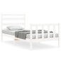 vidaXL Estructura de cama con cabecero madera maciza blanco 100x200 cm vidaXL Estructura de cama con cabecero madera maciza blanco 100x200 cm