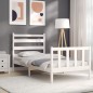 vidaXL Estructura de cama con cabecero madera maciza blanco 100x200 cm vidaXL Estructura de cama con cabecero madera maciza blanco 100x200 cm