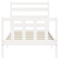 vidaXL Estructura de cama con cabecero madera maciza blanco 100x200 cm vidaXL Estructura de cama con cabecero madera maciza blanco 100x200 cm