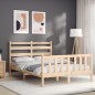 vidaXL Estructura de cama de matrimonio con cabecero madera maciza vidaXL Estructura de cama de matrimonio con cabecero madera maciza