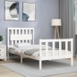 vidaXL Estructura de cama con cabecero madera maciza blanco 90x200 cm vidaXL Estructura de cama con cabecero madera maciza blanco 90x200 cm