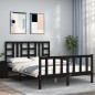 vidaXL Estructura de cama con cabecero madera maciza negro 140x200 cm vidaXL Estructura de cama con cabecero madera maciza negro 140x200 cm