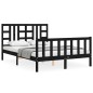 vidaXL Estructura de cama con cabecero madera maciza negro 140x200 cm vidaXL Estructura de cama con cabecero madera maciza negro 140x200 cm