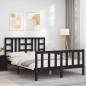 vidaXL Estructura de cama con cabecero madera maciza negro 140x200 cm vidaXL Estructura de cama con cabecero madera maciza negro 140x200 cm