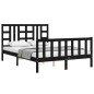 vidaXL Estructura de cama con cabecero madera maciza negro 140x200 cm vidaXL Estructura de cama con cabecero madera maciza negro 140x200 cm