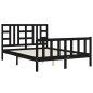 vidaXL Estructura de cama con cabecero madera maciza negro 140x200 cm vidaXL Estructura de cama con cabecero madera maciza negro 140x200 cm