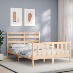 vidaXL Estructura de cama con cabecero madera maciza 120x200 cm