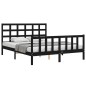 vidaXL Estructura de cama con cabecero madera maciza negro 160x200 cm
