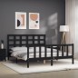 vidaXL Estructura de cama con cabecero madera maciza negro 160x200 cm
