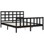 vidaXL Estructura de cama con cabecero madera maciza negro 160x200 cm