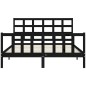 vidaXL Estructura de cama con cabecero madera maciza negro 160x200 cm