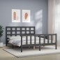 vidaXL Estructura de cama matrimonio con cabecero madera maciza gris vidaXL Estructura de cama matrimonio con cabecero madera maciza gris