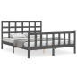 vidaXL Estructura de cama matrimonio con cabecero madera maciza gris vidaXL Estructura de cama matrimonio con cabecero madera maciza gris