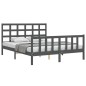 vidaXL Estructura de cama matrimonio con cabecero madera maciza gris vidaXL Estructura de cama matrimonio con cabecero madera maciza gris