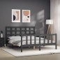 vidaXL Estructura de cama matrimonio con cabecero madera maciza gris vidaXL Estructura de cama matrimonio con cabecero madera maciza gris
