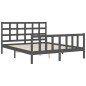 vidaXL Estructura de cama matrimonio con cabecero madera maciza gris vidaXL Estructura de cama matrimonio con cabecero madera maciza gris