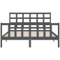 vidaXL Estructura de cama matrimonio con cabecero madera maciza gris vidaXL Estructura de cama matrimonio con cabecero madera maciza gris