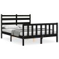 vidaXL Estructura cama de matrimonio con cabecero madera maciza negra