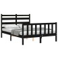 vidaXL Estructura cama de matrimonio con cabecero madera maciza negra