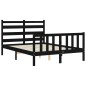 vidaXL Estructura cama de matrimonio con cabecero madera maciza negra