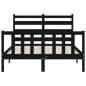 vidaXL Estructura cama de matrimonio con cabecero madera maciza negra