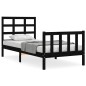 vidaXL Estructura de cama con cabecero madera maciza negro 90x200 cm vidaXL Estructura de cama con cabecero madera maciza negro 90x200 cm