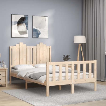 vidaXL Estructura de cama con cabecero madera maciza 120x200 cm