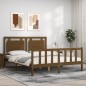 vidaXL Estructura de cama matrimonio con cabecero madera marrón miel vidaXL Estructura de cama matrimonio con cabecero madera marrón miel