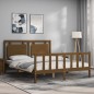 vidaXL Estructura de cama matrimonio con cabecero madera marrón miel vidaXL Estructura de cama matrimonio con cabecero madera marrón miel
