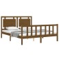 vidaXL Estructura de cama matrimonio con cabecero madera marrón miel vidaXL Estructura de cama matrimonio con cabecero madera marrón miel