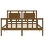 vidaXL Estructura de cama matrimonio con cabecero madera marrón miel vidaXL Estructura de cama matrimonio con cabecero madera marrón miel