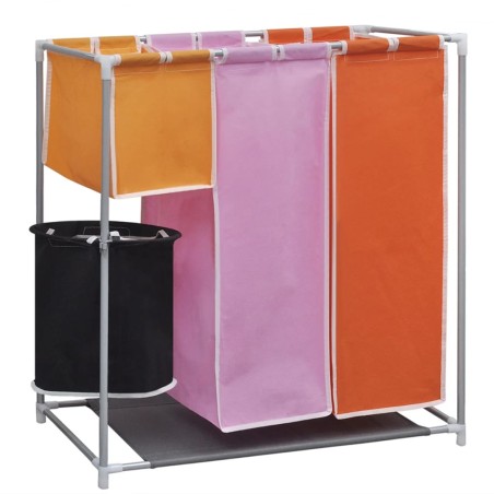 vidaXL Cesto de ropa sucia 3 secciones con cubo de lavado