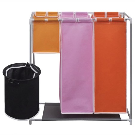 vidaXL Cesto de ropa sucia 3 secciones con cubo de lavado