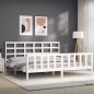 vidaXL Estructura de cama con cabecero madera maciza blanco 200x200 cm vidaXL Estructura de cama con cabecero madera maciza blanco 200x200 cm