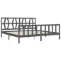vidaXL Estructura cama de matrimonio con cabecero madera maciza gris vidaXL Estructura cama de matrimonio con cabecero madera maciza gris