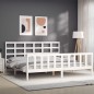 vidaXL Estructura de cama con cabecero madera maciza blanco 180x200 cm vidaXL Estructura de cama con cabecero madera maciza blanco 180x200 cm