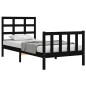 vidaXL Estructura de cama individual con cabecero madera maciza negro vidaXL Estructura de cama individual con cabecero madera maciza negro