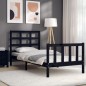 vidaXL Estructura de cama individual con cabecero madera maciza negro vidaXL Estructura de cama individual con cabecero madera maciza negro
