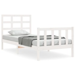 vidaXL Estructura de cama con cabecero madera maciza blanco 100x200 cm