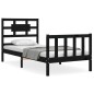 vidaXL Estructura de cama individual con cabecero madera maciza negro vidaXL Estructura de cama individual con cabecero madera maciza negro