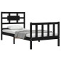 vidaXL Estructura de cama individual con cabecero madera maciza negro vidaXL Estructura de cama individual con cabecero madera maciza negro