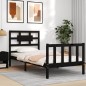 vidaXL Estructura de cama individual con cabecero madera maciza negro vidaXL Estructura de cama individual con cabecero madera maciza negro