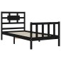 vidaXL Estructura de cama individual con cabecero madera maciza negro vidaXL Estructura de cama individual con cabecero madera maciza negro