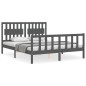 vidaXL Estructura de cama con cabecero madera maciza gris 160x200 cm