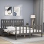vidaXL Estructura de cama con cabecero madera maciza gris 160x200 cm
